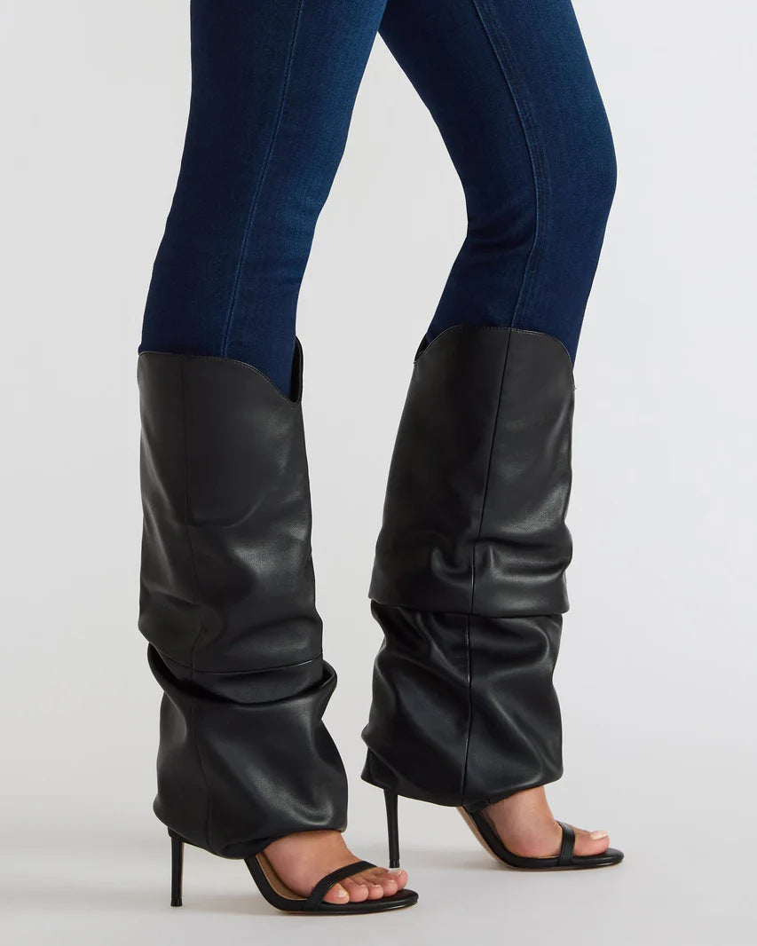 Arianne | Knee High Heels – Evening Open Toe Stiletto Ruched Shaft