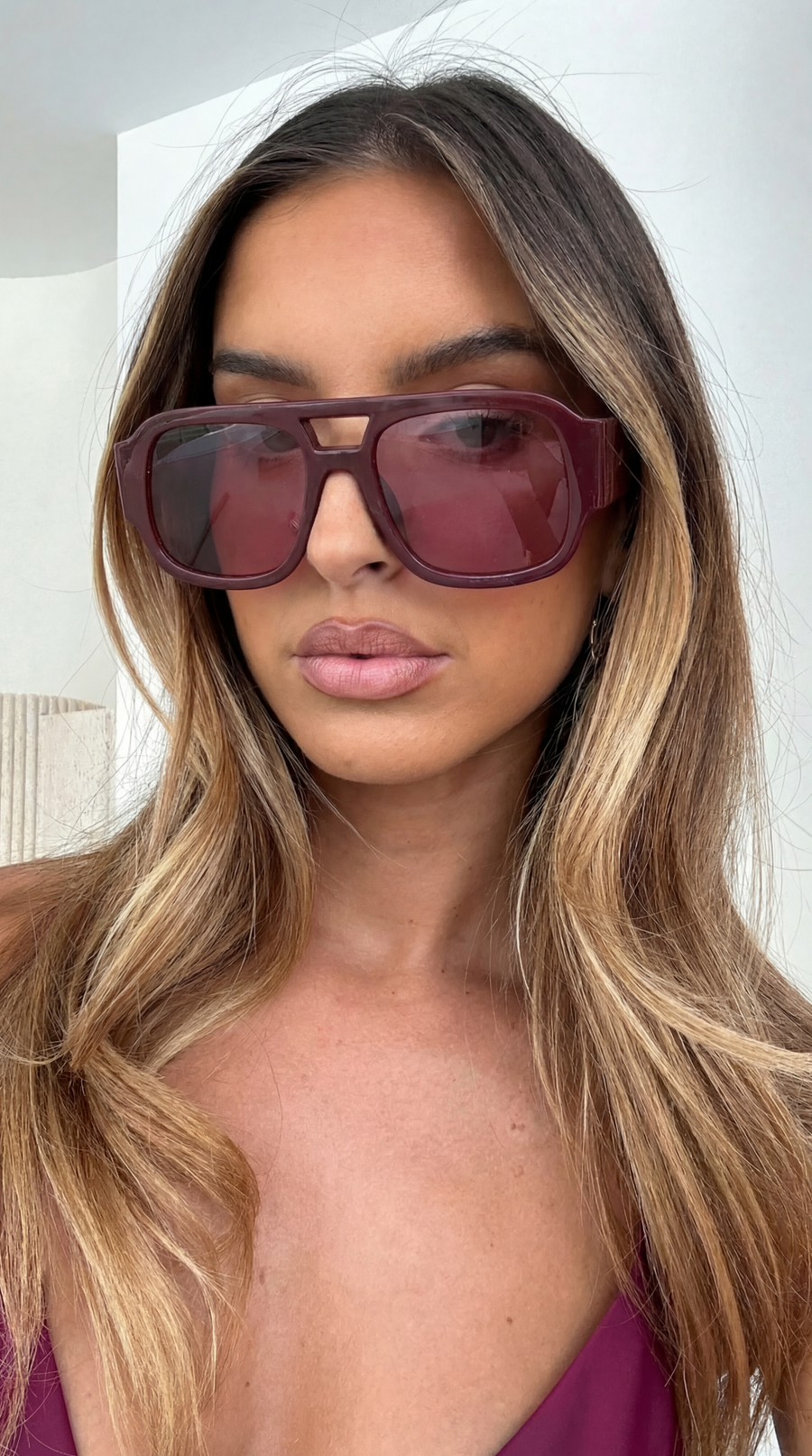 Ariella | Oversized Aviator Sunglasses – Square Frame Double Bridge Tinted Lens