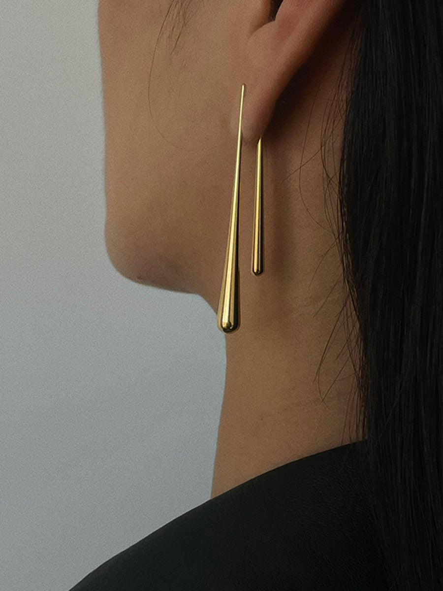 Austina | Asymmetric Drop Earrings – Long Teardrop Dangle Tapered Shape