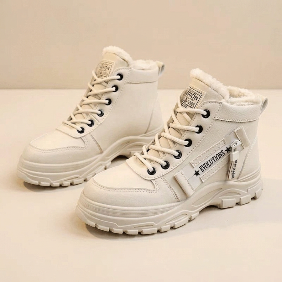 Ayla | Ankle Winter Boots – Casual Lace Up Chunky Sole Plush Lining