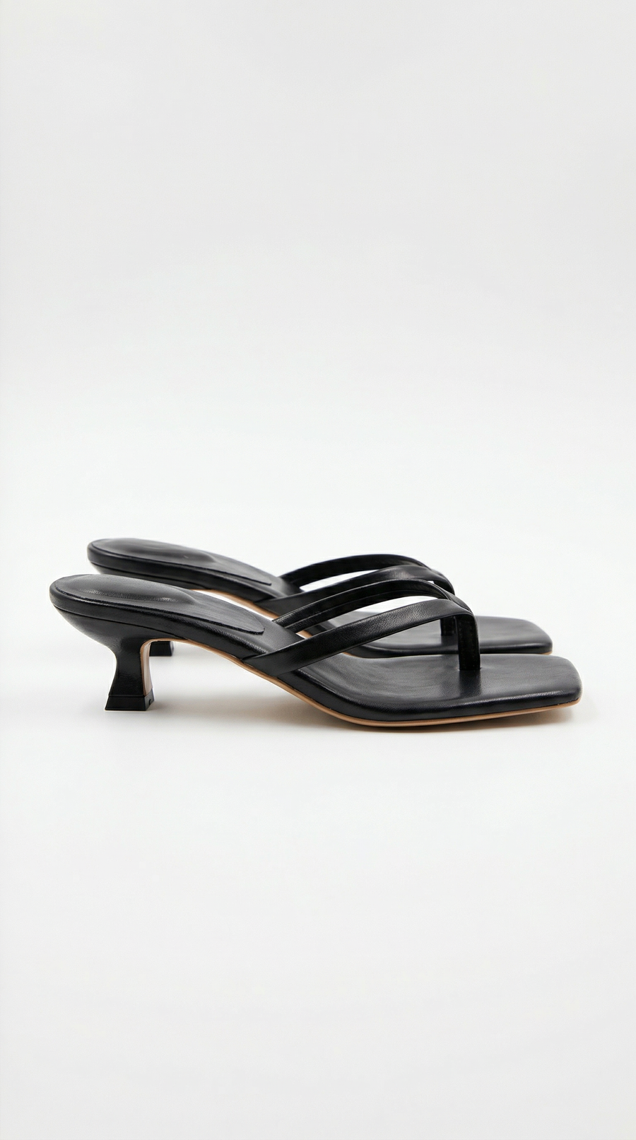 Ieza | Multi Strap Thong Sandals – Square Toe Kitten Heel Slip On Shoes
