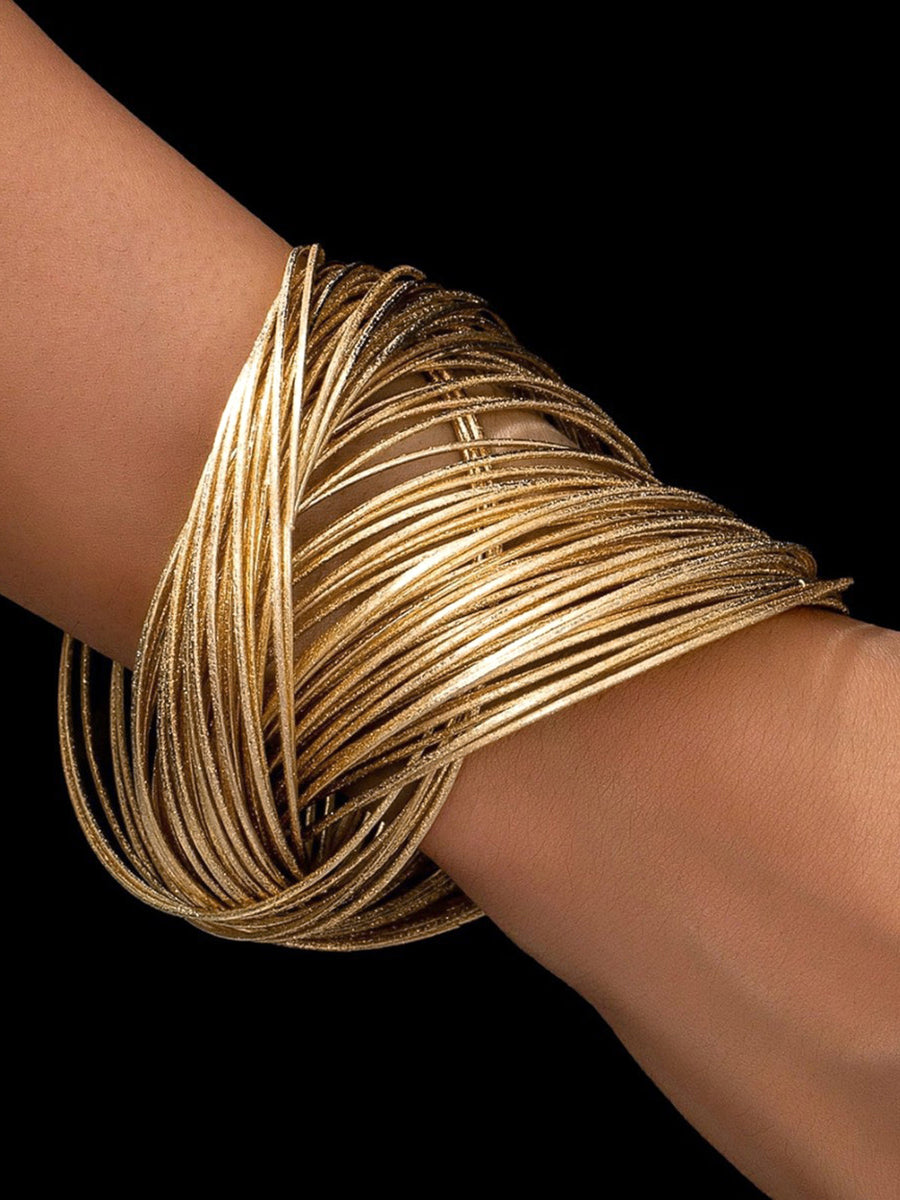Jessa | Multi Strand Bracelet – Twisted Layered Crossover Open Cuff Style