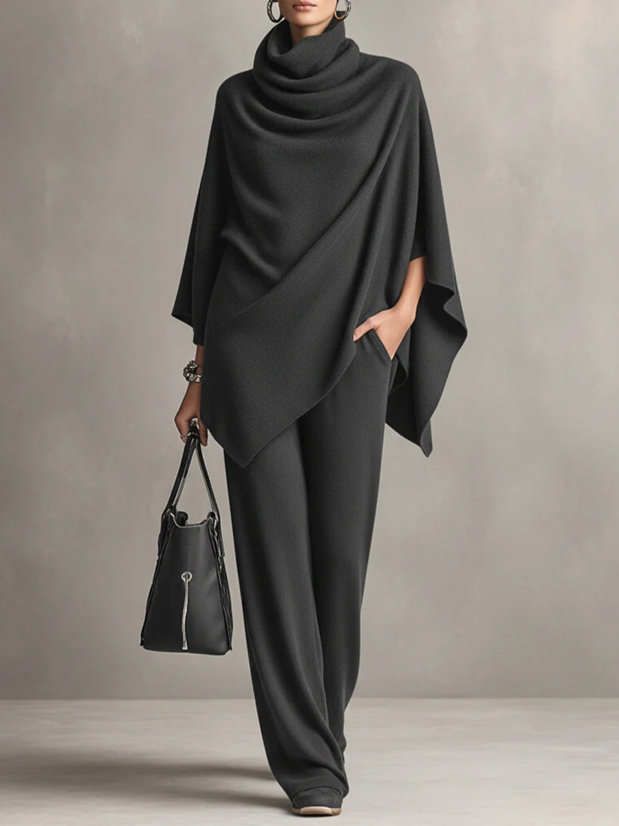 Noreen | Ribbed Two Piece Set – Casual V Neck Long Sleeve Wide Leg Pants