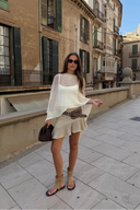Palmer | Open Knit Crop Top – Off Shoulder Batwing Sleeve Sheer Beach Cover Up