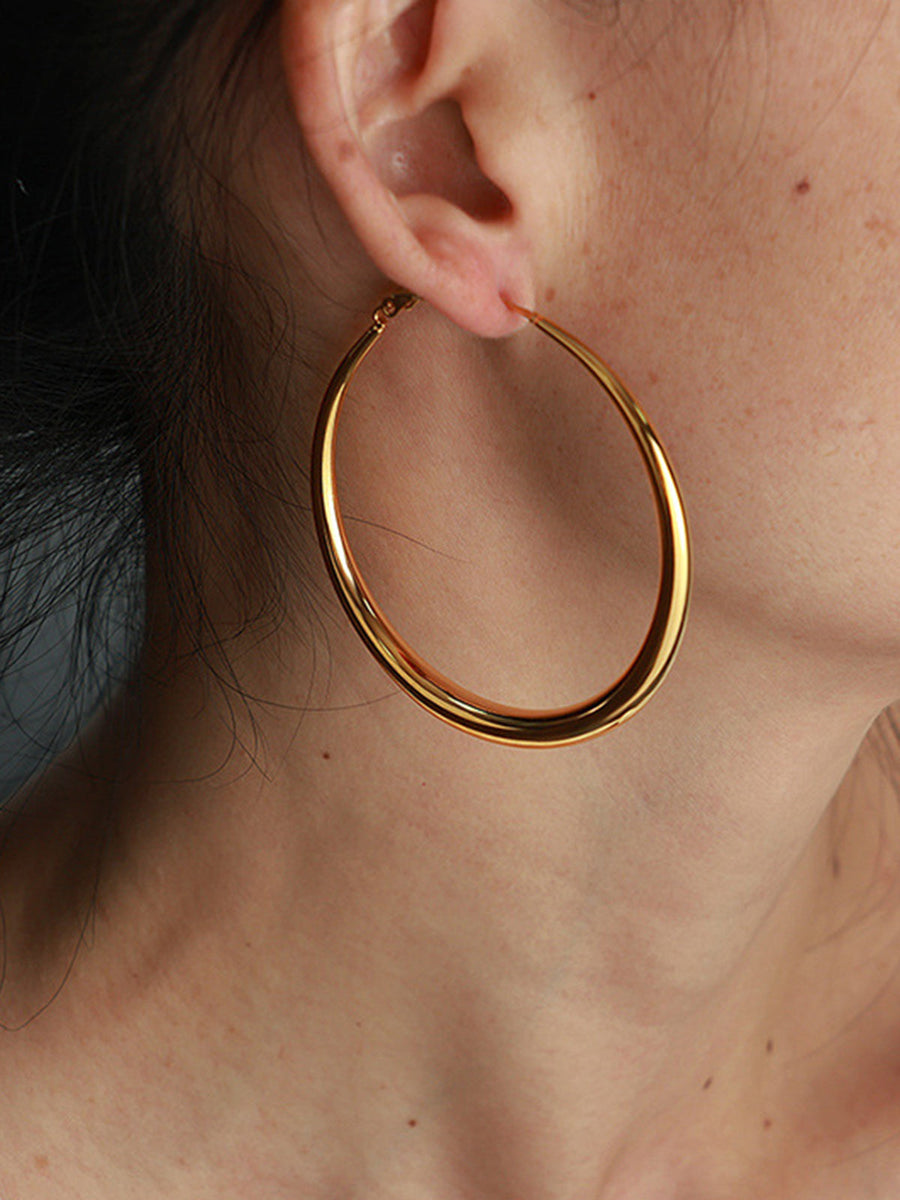 Temperance | Large Hoop Earrings – Polished Round Tube Oversized Circular Shape