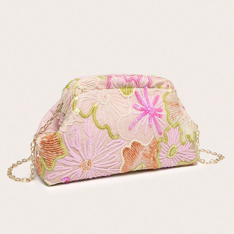Wanda | Floral Clutch – Summer Wedding Beaded Chain Strap Top Clasp