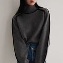 Hartley | Color Block Turtleneck Sweater – Ribbed Neck Long Sleeve Trim