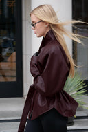 Priscilla | Belted Moto Jacket – High Neck Buckle Waist Long Sleeve