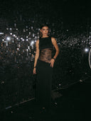 Aaliyah | High Neck Lace Panel Maxi – Sleeveless Sheer Waist Evening Summer Dress