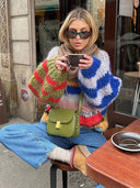 Adair | Oversized Striped Knit Sweater – Crew Neck Drop Shoulder Long Sleeve