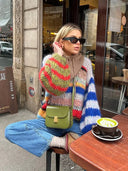 Adair | Oversized Striped Knit Sweater – Crew Neck Drop Shoulder Long Sleeve