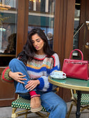 Adair | Oversized Striped Knit Sweater – Crew Neck Drop Shoulder Long Sleeve