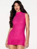 Adalyn | Rhinestone Mini Dress – Evening Mock Neck Sleeveless Allover Studs