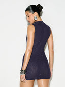 Adalyn | Rhinestone Mini Dress – Evening Mock Neck Sleeveless Allover Studs