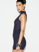 Adalyn | Rhinestone Mini Dress – Evening Mock Neck Sleeveless Allover Studs