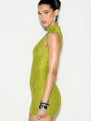 Adalyn | Rhinestone Mini Dress – Evening Mock Neck Sleeveless Allover Studs