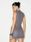 Adalyn | Rhinestone Mini Dress – Evening Mock Neck Sleeveless Allover Studs
