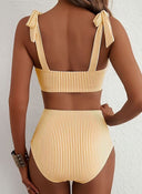 Adele | Striped Bikini Set – Beach Swim High Waisted Tie Shoulder Two Piece