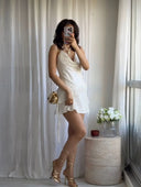 Adeline | Sequin Mini – Spaghetti Strap Ruffle Trim Body-Con Party Evening Dress