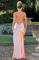 Adriana | Satin Maxi – V Neck Spaghetti Strap High Split Body-Con Formal Prom Dress