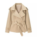 Ainsley | Cropped Trench Jacket – Belted Lapel Long Sleeve Casual Wear