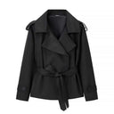 Ainsley | Cropped Trench Jacket – Belted Lapel Long Sleeve Casual Wear