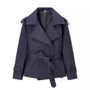 Ainsley | Cropped Trench Jacket – Belted Lapel Long Sleeve Casual Wear
