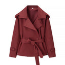 Ainsley | Cropped Trench Jacket – Belted Lapel Long Sleeve Casual Wear