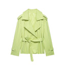 Ainsley | Cropped Trench Jacket – Belted Lapel Long Sleeve Casual Wear