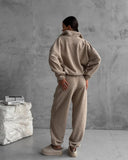Aiyana | Fleece Two Piece Set – Casual Zip Jacket Long Sleeve Wide Leg Pants