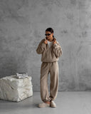Aiyana | Fleece Two Piece Set – Casual Zip Jacket Long Sleeve Wide Leg Pants