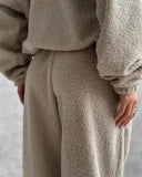 Aiyana | Fleece Two Piece Set – Casual Zip Jacket Long Sleeve Wide Leg Pants