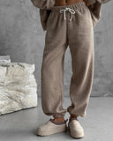 Aiyana | Fleece Two Piece Set – Casual Zip Jacket Long Sleeve Wide Leg Pants