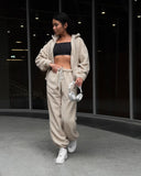 Aiyana | Fleece Two Piece Set – Casual Zip Jacket Long Sleeve Wide Leg Pants