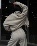 Aiyana | Fleece Two Piece Set – Casual Zip Jacket Long Sleeve Wide Leg Pants