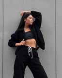 Aiyana | Fleece Two Piece Set – Casual Zip Jacket Long Sleeve Wide Leg Pants