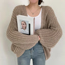 Alberta | Oversized Ribbed Knit Cardigan – Open Front Lantern Sleeve Casual