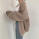 Alberta | Oversized Ribbed Knit Cardigan – Open Front Lantern Sleeve Casual