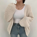 Alberta | Oversized Ribbed Knit Cardigan – Open Front Lantern Sleeve Casual