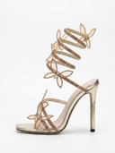 Alexis | Strappy High Heel Sandals – Rhinestone Floral Lace Up Party Shoes