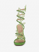 Alexis | Strappy High Heel Sandals – Rhinestone Floral Lace Up Party Shoes