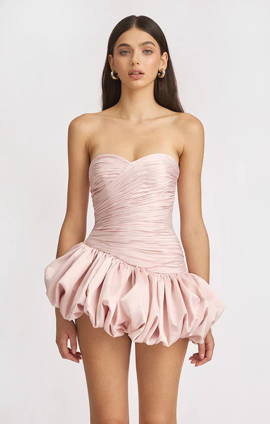 Alia | Strapless Mini – Ruched Bodice Bubble Skirt Cocktail Party Dress