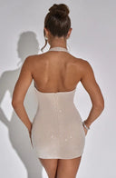 Alice | Diamante Mini – Halter Cowl Neck Draped Body-Con Going Out Party Dress