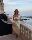 Alicia | Satin Maxi – Off Shoulder Sleeveless Body-Con Formal Wedding Guest Dress