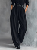 Alisha | Turtleneck Two Piece Set – Casual Long Sleeve Pleated Wide Leg Pants