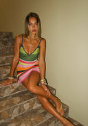 Ally | Striped Knit Mini – V-Neck Spaghetti Strap Summer Party Dress