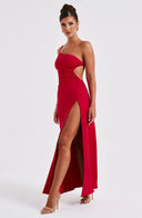 Amanda | Maxi – One Shoulder Ruched Waist High Split Body-Con Formal Evening Prom Dress