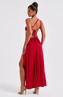 Amanda | Maxi – One Shoulder Ruched Waist High Split Body-Con Formal Evening Prom Dress