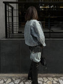 Amelie | Embroidered Denim Jacket – Button Front Oversized Long Sleeve