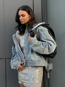 Amelie | Embroidered Denim Jacket – Button Front Oversized Long Sleeve